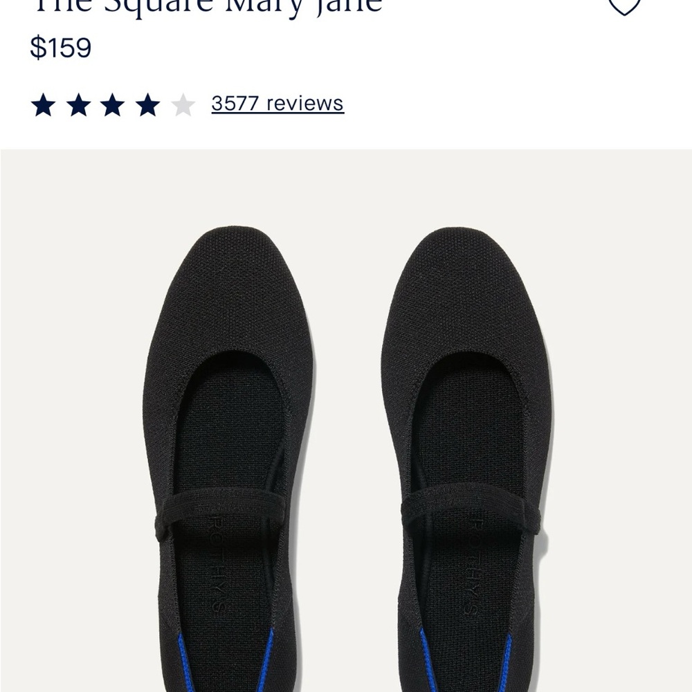 Rothy's Black Knit Mary Jane Flats with Blue Trim